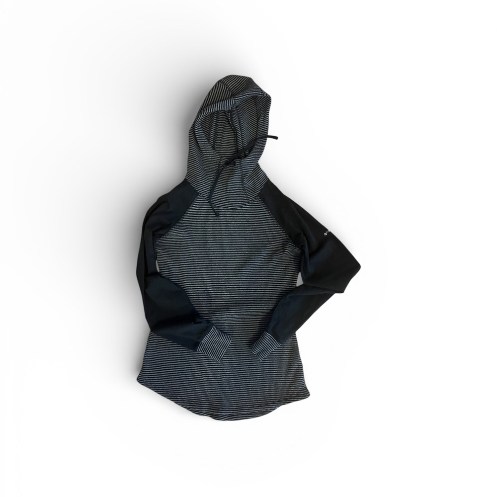 Striped Black and Gray Women's Hoodie‎